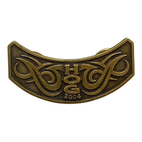 Vintage Harley Davidson Owners Group 2004 HOG Rocker Pin Bronze Tone 1.5 Inch - Picture 1 of 3